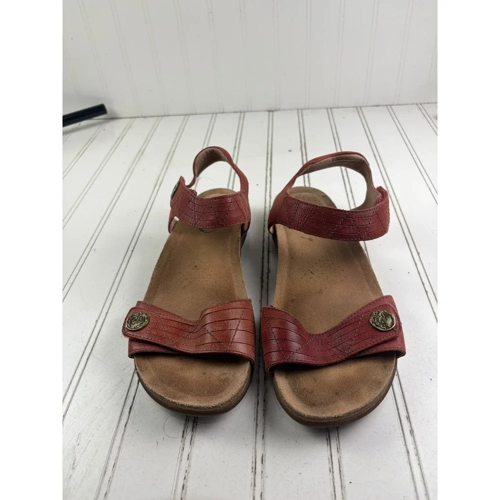 Taos Vintage Pioneer Red Leather Comfort Sandals Women's Size 10